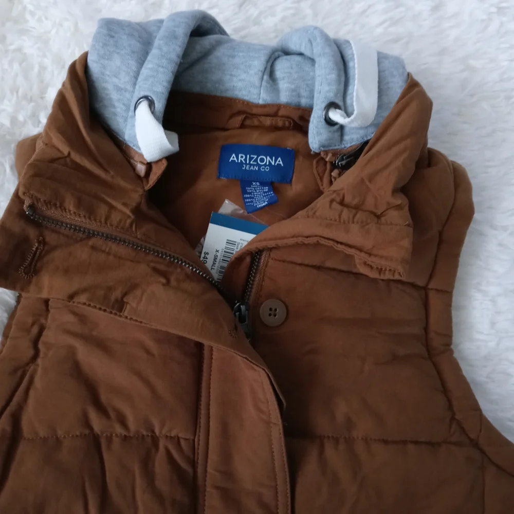 Vest Kids hoodie zipper Arizona Jean Co with and buttons color brown
